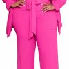 Online IyMoo Women'S Plus Sizetwo Piece Open Front Long Sleeve Blazer And Elastic Waist Solid Straight Leg Pant Set Suit