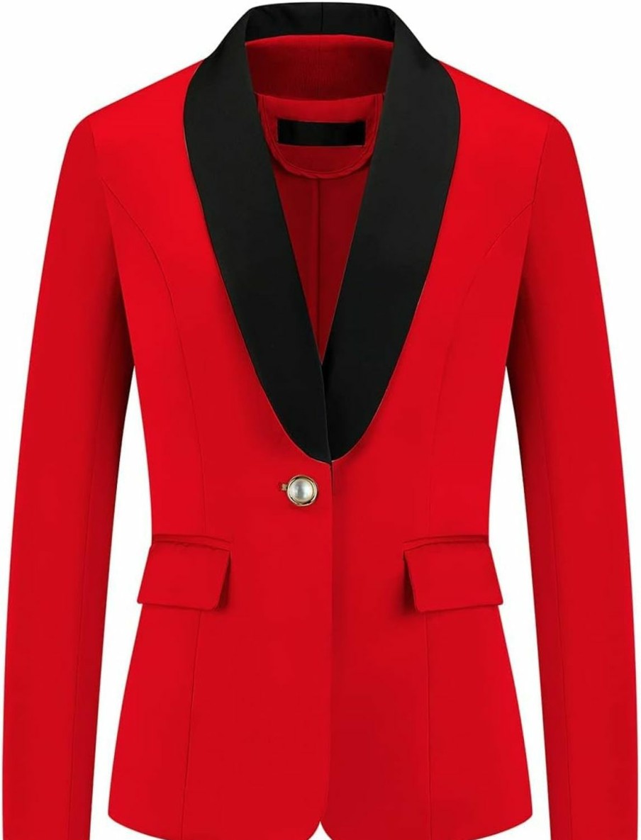 Clearance MODFUL Modful Women'S 2 Piece Business Suit Set One Button Solid Color Blazer Trouser Suit