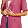 Hot Ebifin Womens Casual Blazers Open Front Short Sleeve Work Office Blazer Summer Slim Lapel Button Jackets For Business Lady