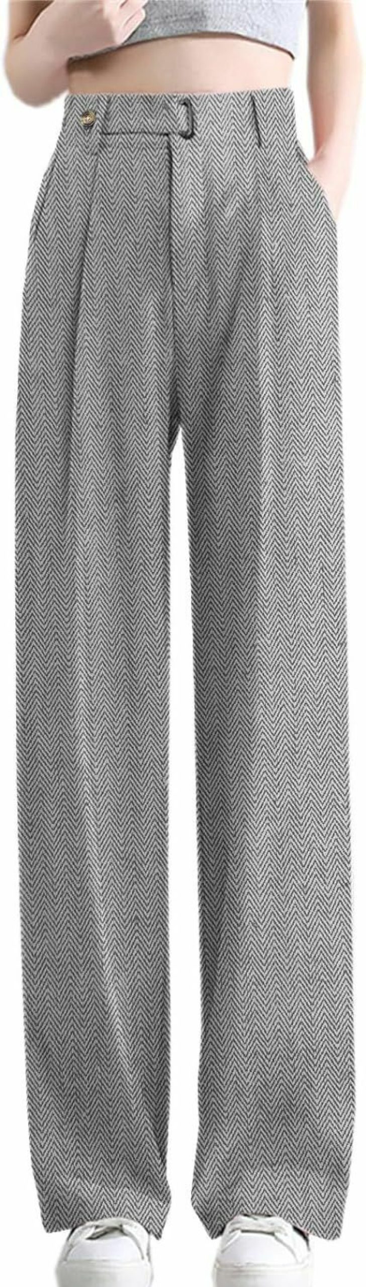 Best Betusline Betusline Women'S Wide Leg Dress Pants High Waisted Business Twill Straight Office Trousers, 2# Black Herringbone, Large