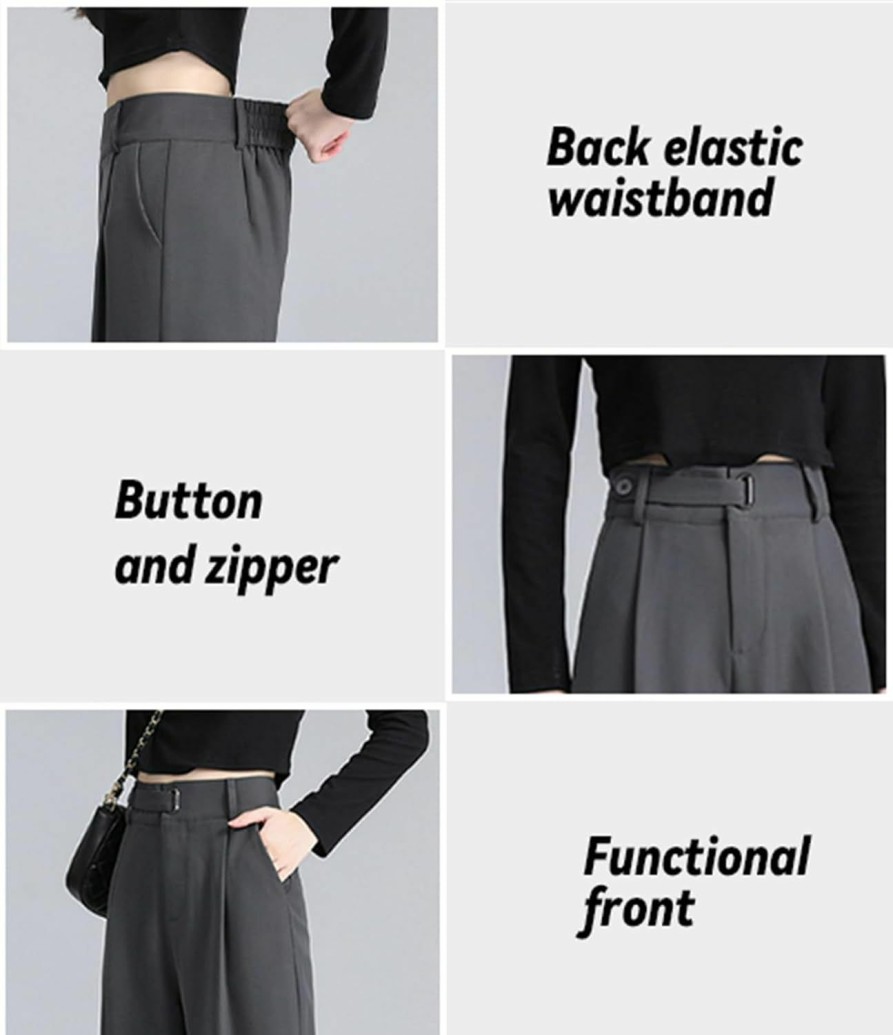 Best Betusline Betusline Women'S Wide Leg Dress Pants High Waisted Business Twill Straight Office Trousers, 2# Black Herringbone, Large