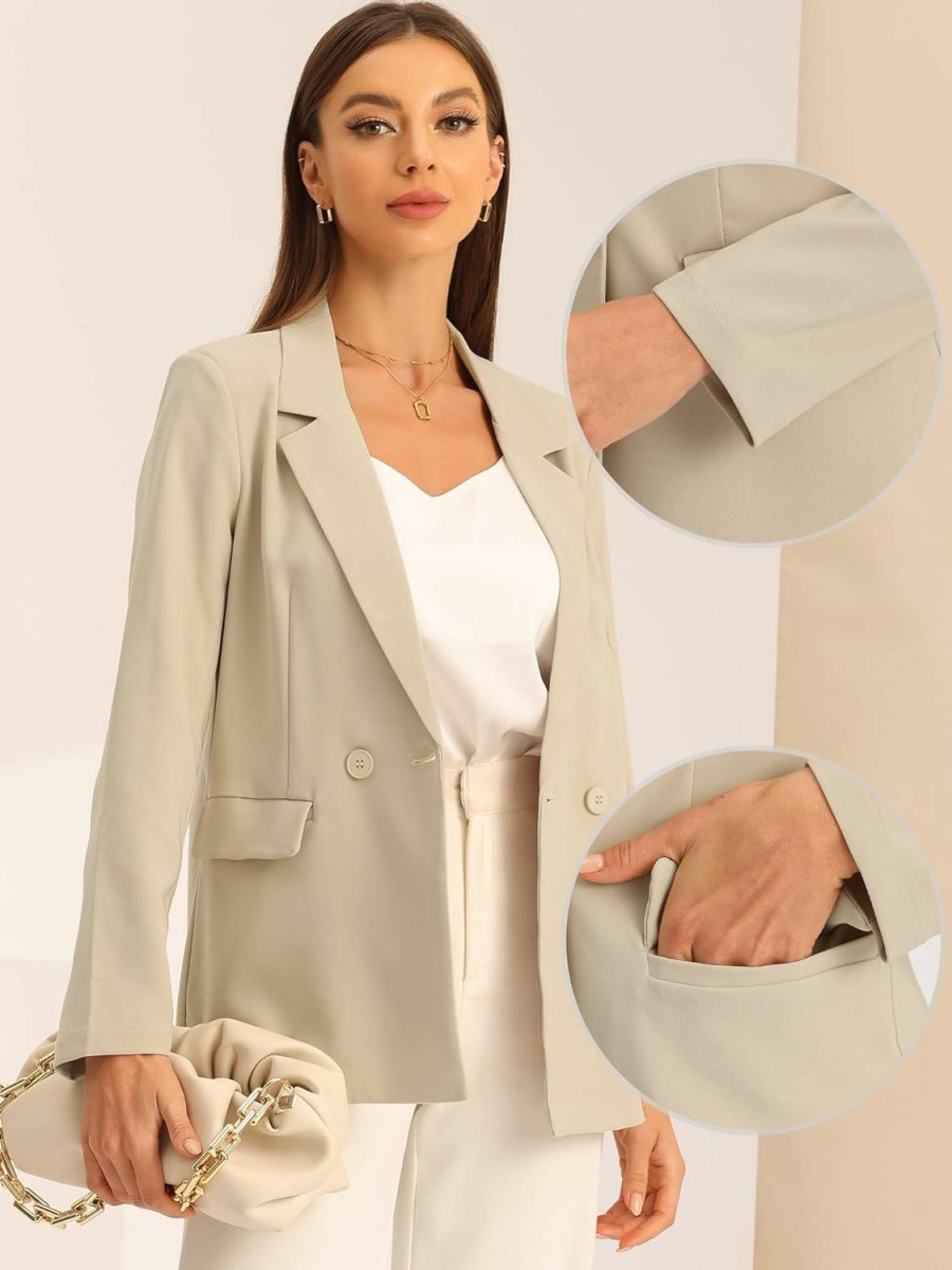 Hot Allegra K Allegra K Double Breasted Work Office Blazer For Women Long Sleeve Blazers Suit Jacket With Pocket