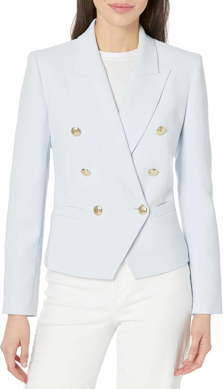 Clearance BCBGMAXAZRIA Bcbgmaxazria Women'S Fitted Double Breasted Blazer Long Sleeve Button V Neck Peak Lapel Functional Pocket Jacket