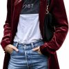 Hot futurino Futurino Women'S Solid Color Long Sleeve Velvet Jacket Open Front Casual Suit Cardigan Mid-Length Coat