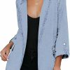 Wholesale Vetinee Vetinee Women'S Open Front Denim Blazer Suit Lapel Washed Rolled Sleeve Jean Jacket Cardigan