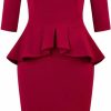 New MUXXN Muxxn Women'S 1950S Vintage 3/4 Sleeves Ruffles Bodycon Flattering Casual Formal Pencil Dress