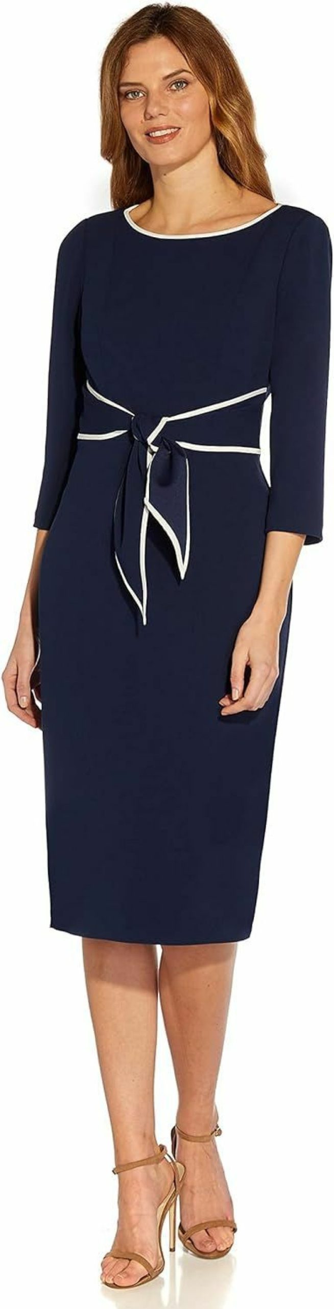 New Adrianna Papell Adrianna Papell Women'S Tipped Crepe Tie Dress