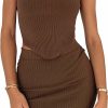 Clearance EG CHRIS G Women'S Two Piece Sets Sexy Outfits Going Out Crop Tops Bodycon Skirt Mini Dress