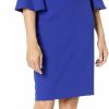 New Calvin Klein Calvin Klein Scuba Crepe Sheath With Bell Sleeves Ultramarine 12