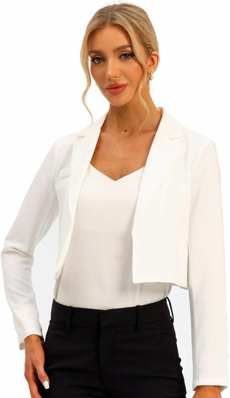 Clearance Allegra K Allegra K Women'S Lapel Collar Open Front Cardigan Office Work Business Casual Cropped Blazer Jacket