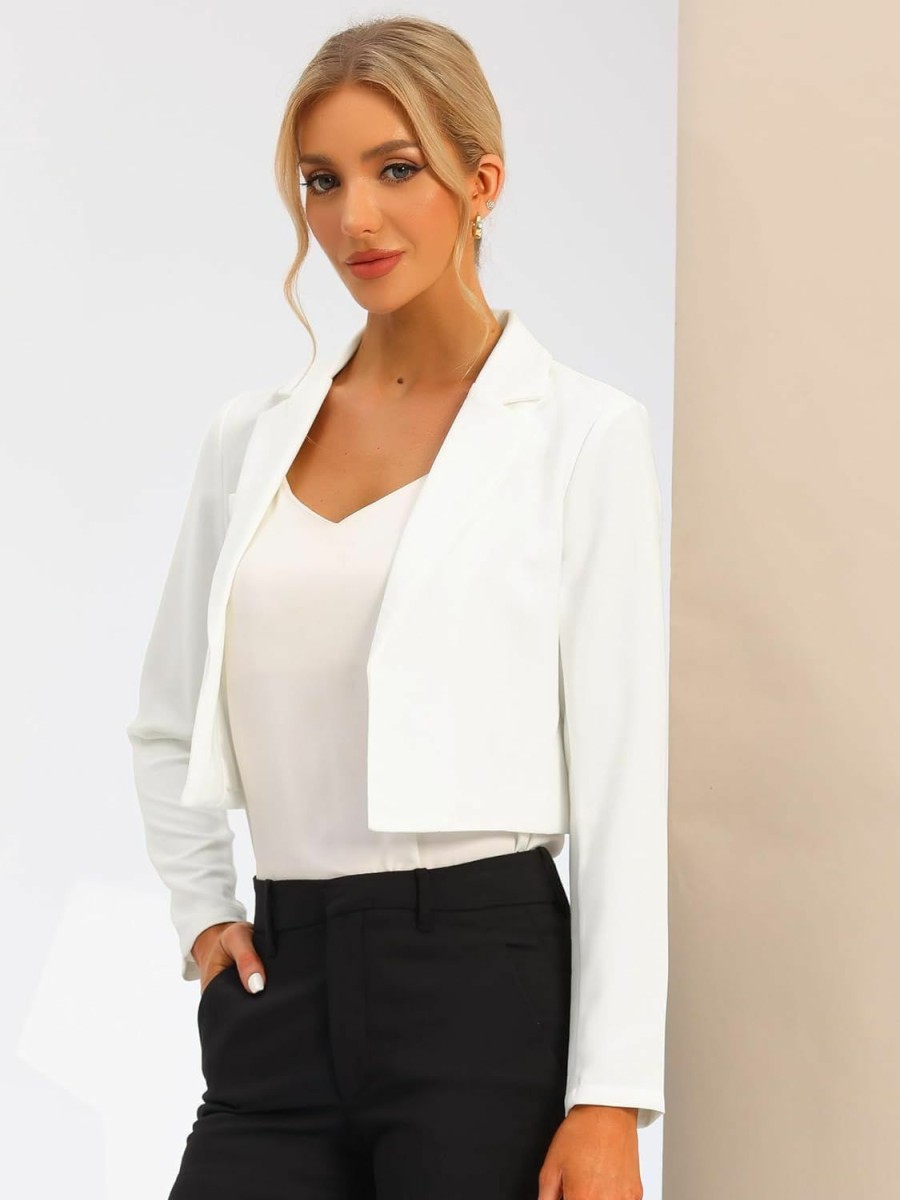 Clearance Allegra K Allegra K Women'S Lapel Collar Open Front Cardigan Office Work Business Casual Cropped Blazer Jacket