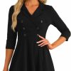 Clearance Allegra K Allegra K Double Breasted Dress For Women'S Notched Lapel Half Sleeve Business Blazer Dress