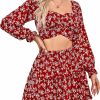 Hot LYANER Lyaner Women'S 2 Piece Outfits Self Tie Knot Crop Top And Mini Skirt Set