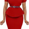 Clearance LAGSHIAN Lagshian Womens Elegant Short Sleeve Bodycon High Waist Ruffle Midi Cocktail Pencil Dress