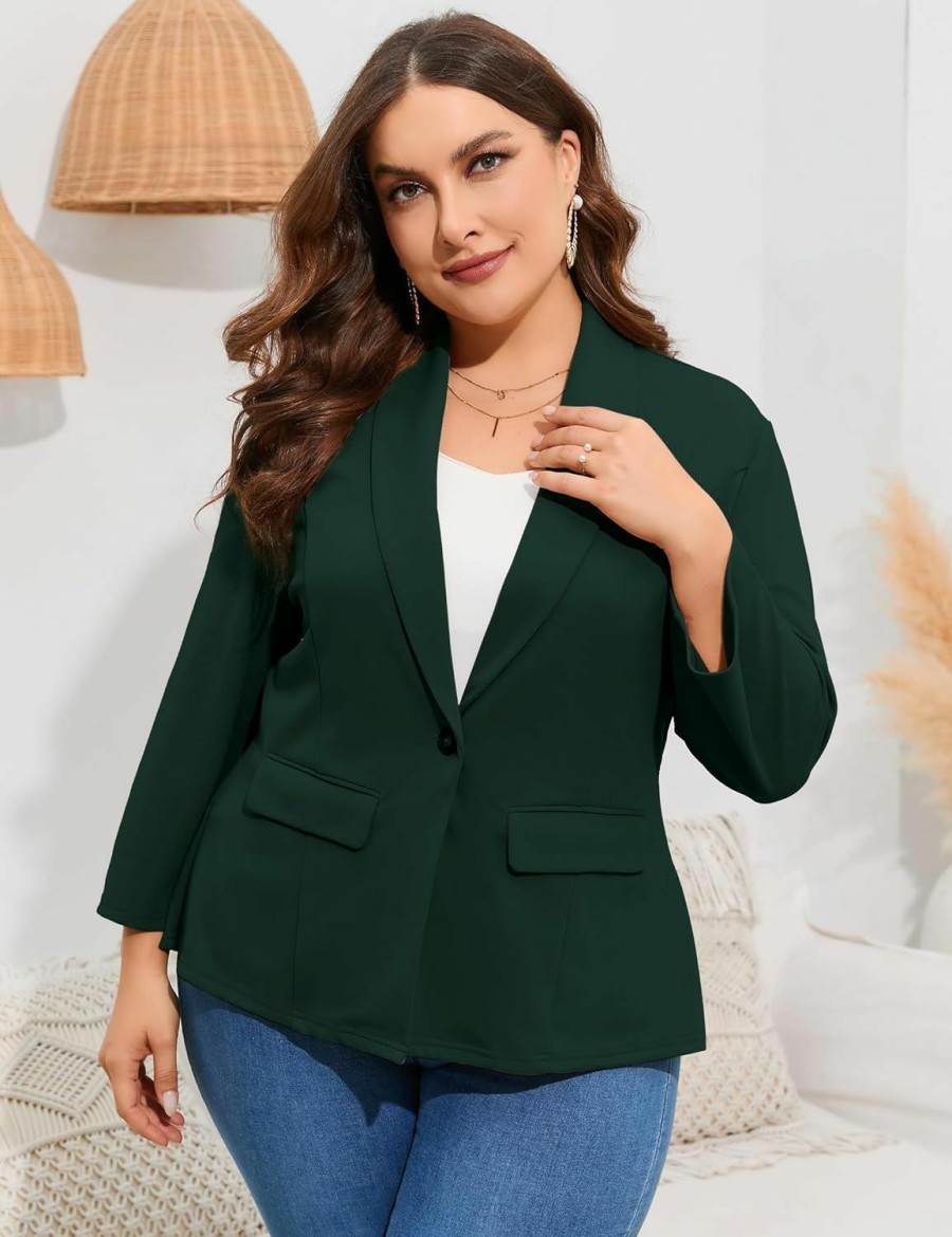 Online ShopWonder Women'S Plus Size Casual Blazers Open Front Work Office Jackets Blazer With Pockets