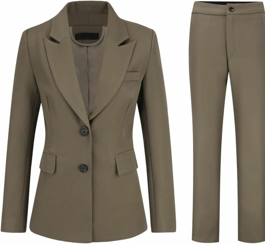 New YUNCLOS Yunclos Women'S 2 Piece Office Work Suit Set One Button Blazer And Pants