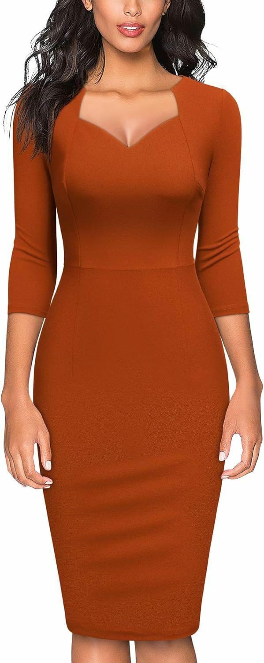 Clearance Miusol Miusol Women'S V-Neck Ruffle Style 2/3 Sleeve Cocktail Pencil Dress