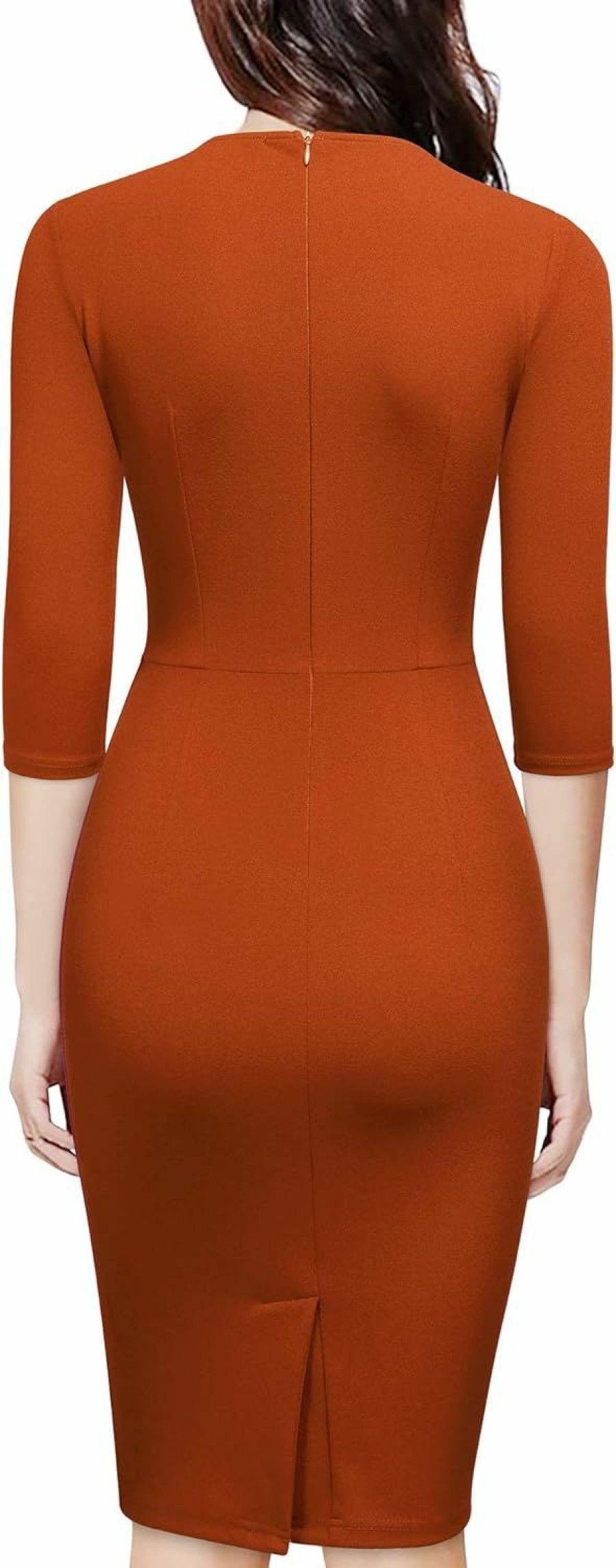 Clearance Miusol Miusol Women'S V-Neck Ruffle Style 2/3 Sleeve Cocktail Pencil Dress