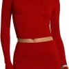 New XXTAXN Women'S 2 Piece Outfits Long Sleeved Boat Neck Crop Tops Sexy Bodycon Mini Club Skirt Set Dress