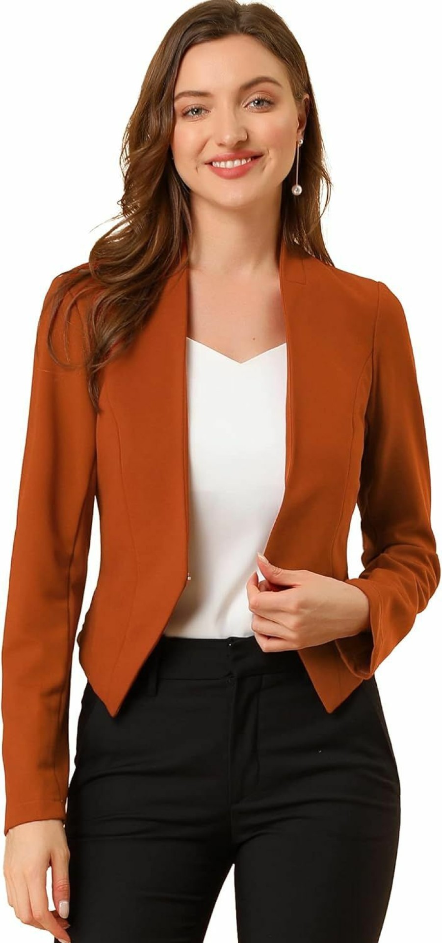 Wholesale Allegra K Allegra K Women'S Work Office Suit Collarless Casual Cropped Blazer Jacket