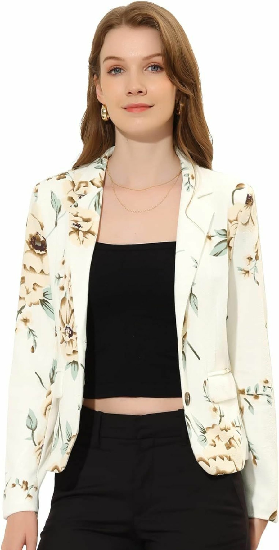 Best Allegra K Allegra K Casual Blazer For Women'S Notch Lapel Single Breasted Printed Work Office Jacket