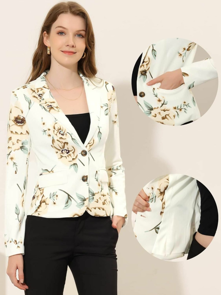 Best Allegra K Allegra K Casual Blazer For Women'S Notch Lapel Single Breasted Printed Work Office Jacket