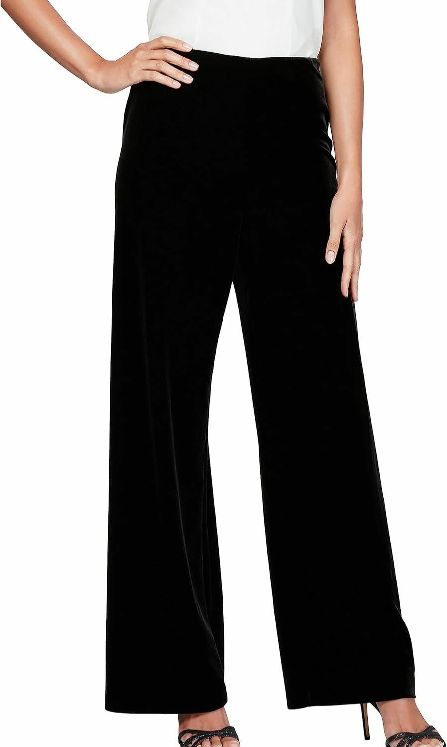 Clearance Alex Evenings Alex Evenings Women'S Straight Leg Full Length Velvet Dress Pant (Regular Petite)