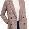 Best Allegra K Allegra K Women'S Double Breasted Notched Lapel Plaid Trench Blazer Coat