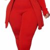 Hot IyMoo Women'S Plus Sizetwo Piece Open Front Long Sleeve Blazer And Elastic Waist Solid Pant Set Suit