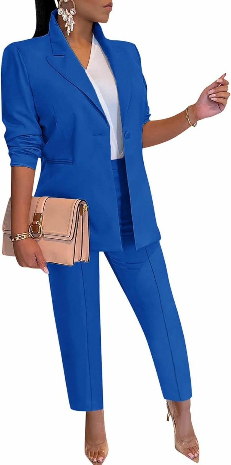 Best Tcremisa Tcremisa Women'S 2 Piece Business Pants Suit Long Sleeve Button Blazer And Pencil Pant Set Casual Office Outfits