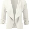 Wholesale DOUBLJU Doublju Womens Casual Work 3/4 Sleeve Open Front Blazer Jacket With Plus Size Ivory X-Large