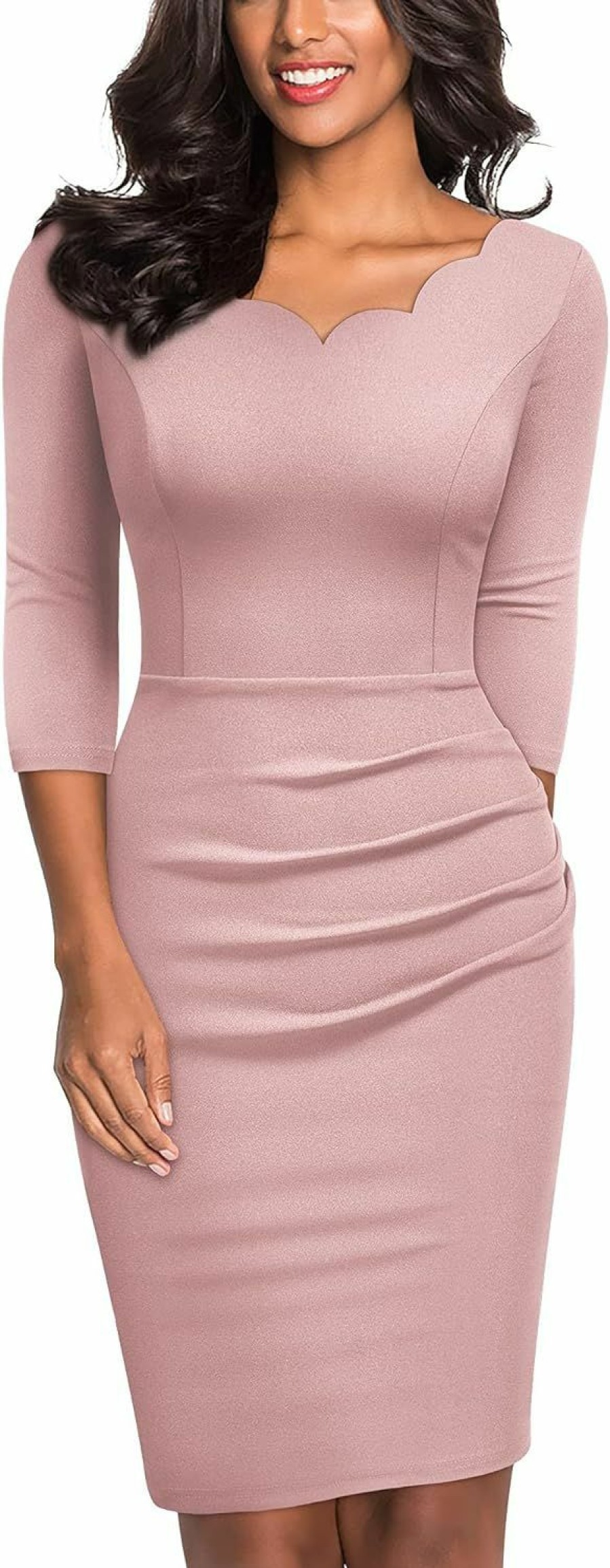 Best Miusol Miusol Women'S Ruffle Style 2/3 Sleeve Slim Cocktail Dress