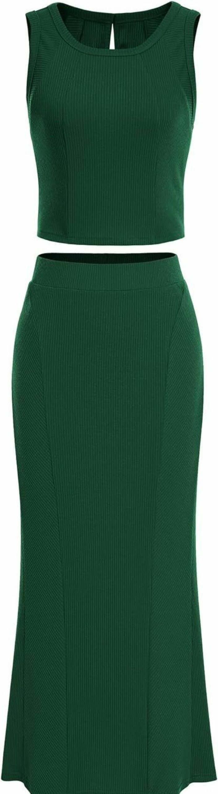 Hot PRETTYGARDEN Prettygarden Womens Summer Two Piece Outfits Ribbed Crewneck Sleeveless Cropped Tank Tops And Bodycon Midi Skirt Matching Set