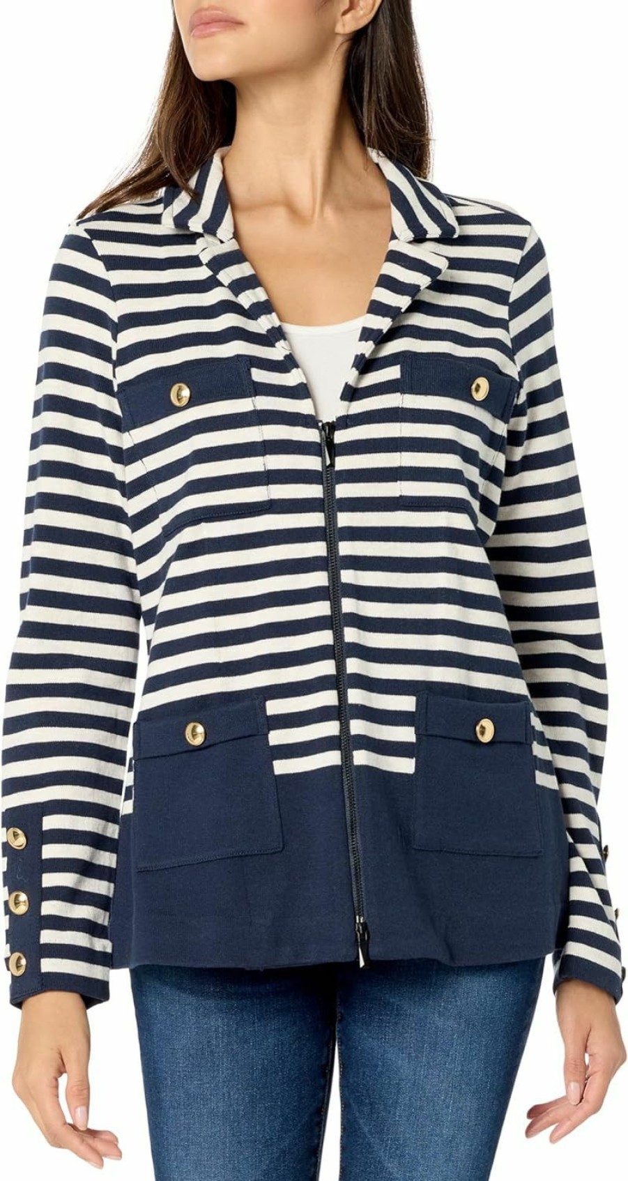 Hot NIC+ZOE Nic+Zoe Women'S Striped City Charm Knit Blazer