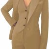 Clearance Dowbins Women'S 3 Piece Office Lady Business Suit Set Slim Fit Solid Blazer Vest Pant Set