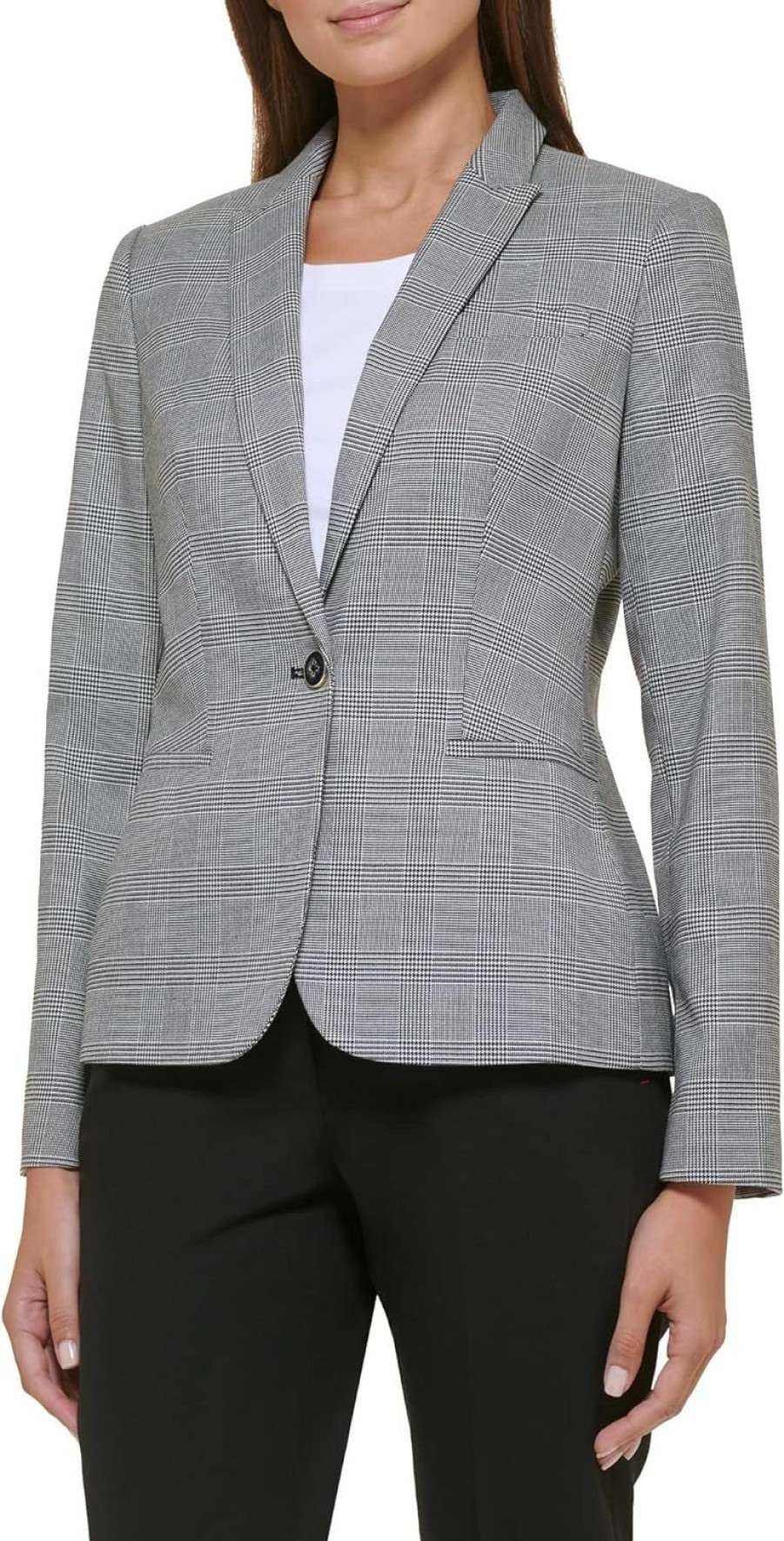 Wholesale Tommy Hilfiger Tommy Hilfiger Women'S Plaid Fitted Single Button Blazer