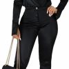 Hot xxxiticat Xxxiticat Women'S Silk Satin Business Suit Office Lady Two Piece Long Sleeve Bodysuit High Waist Bodycon Pants Matching Sets