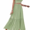 Wholesale LYANER Lyaner Women'S 2 Pcs Outfits Wrap Tie Short Sleeve Crop Top Ruffle Maxi Skirt Set