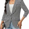 Wholesale WDIRARA Wdirara Women'S Houndstooth Print Shawl Collar Single Button Open Front Three Quarter Length Sleeve Blazer