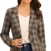 Best Allegra K Allegra K Women'S Notched Lapel One Button Boyfriend Blazer Suit Plaid Blazer Jacket