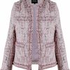 New ebossy Ebossy Women'S Elegant Open Front Round Neck Fringed Plaid Tweed Jacket