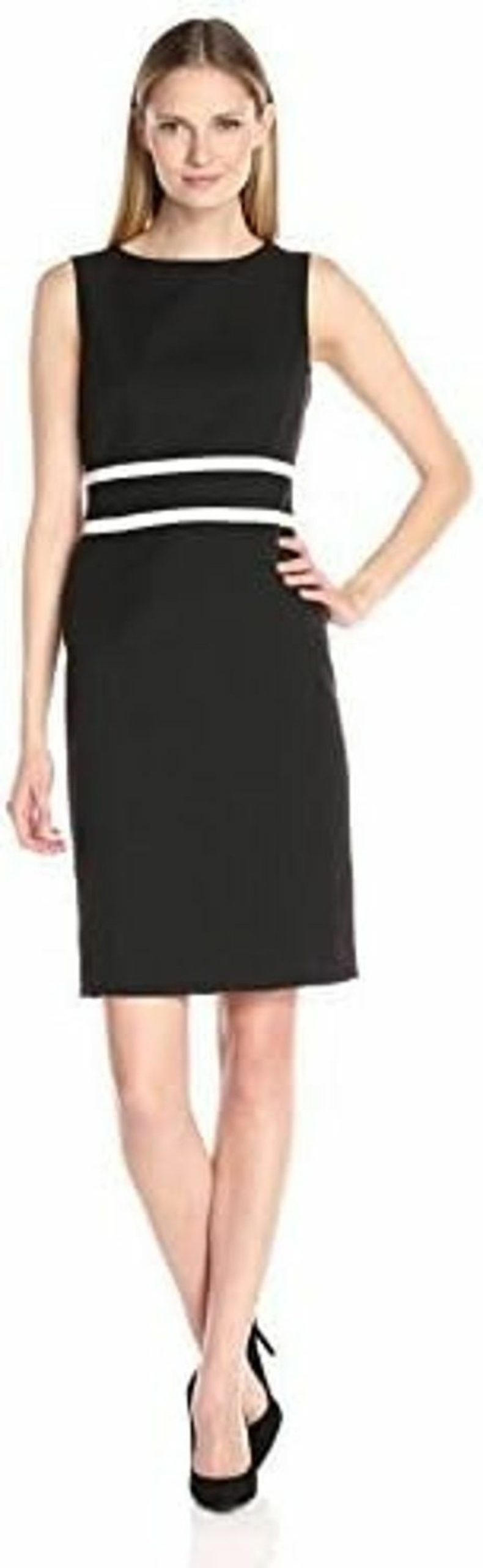 Wholesale Kasper Kasper Women'S Crew Neck Sleeveless Contrast Inset Waist Sheath Dress