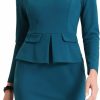 New Allegra K Allegra K Women'S Bodycon Pencil Dress Round Neck Bracelet Sleeve Peplum Wear To Work Office Sheath Dress