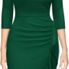 Clearance Miusol Miusol Women'S Business Retro Ruffles 2/3 Sleeve Cocktail Pencil Dress