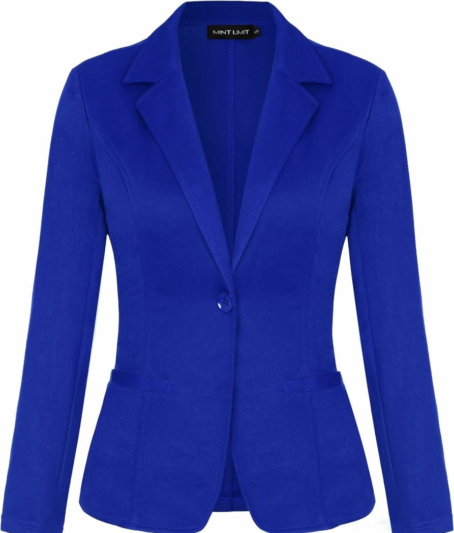 Best MINTLIMIT Mintlimit Womens Long Sleeve Notched Lapel Blazers With Pockets Button Front Work Office Blazer Jacket Suit (Royal Blue-Size Xl)