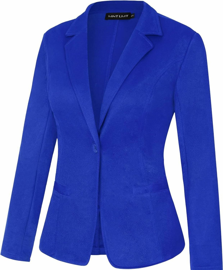 Best MINTLIMIT Mintlimit Womens Long Sleeve Notched Lapel Blazers With Pockets Button Front Work Office Blazer Jacket Suit (Royal Blue-Size Xl)