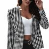 Clearance Milumia Milumia Women Elegant Open Front Houndstooth Blazer Work Office Jacket Outwear