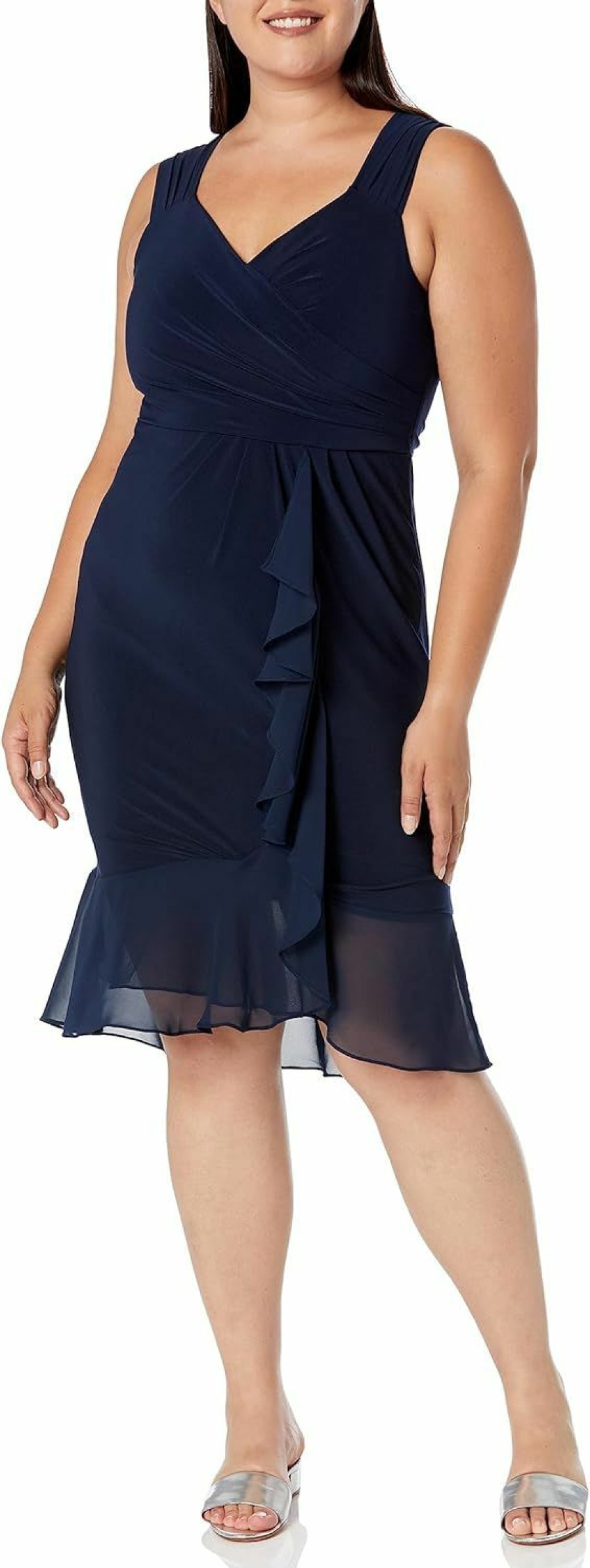 Clearance Adrianna Papell Adrianna Papell Women'S Jersey And Chiffon Drape Dress