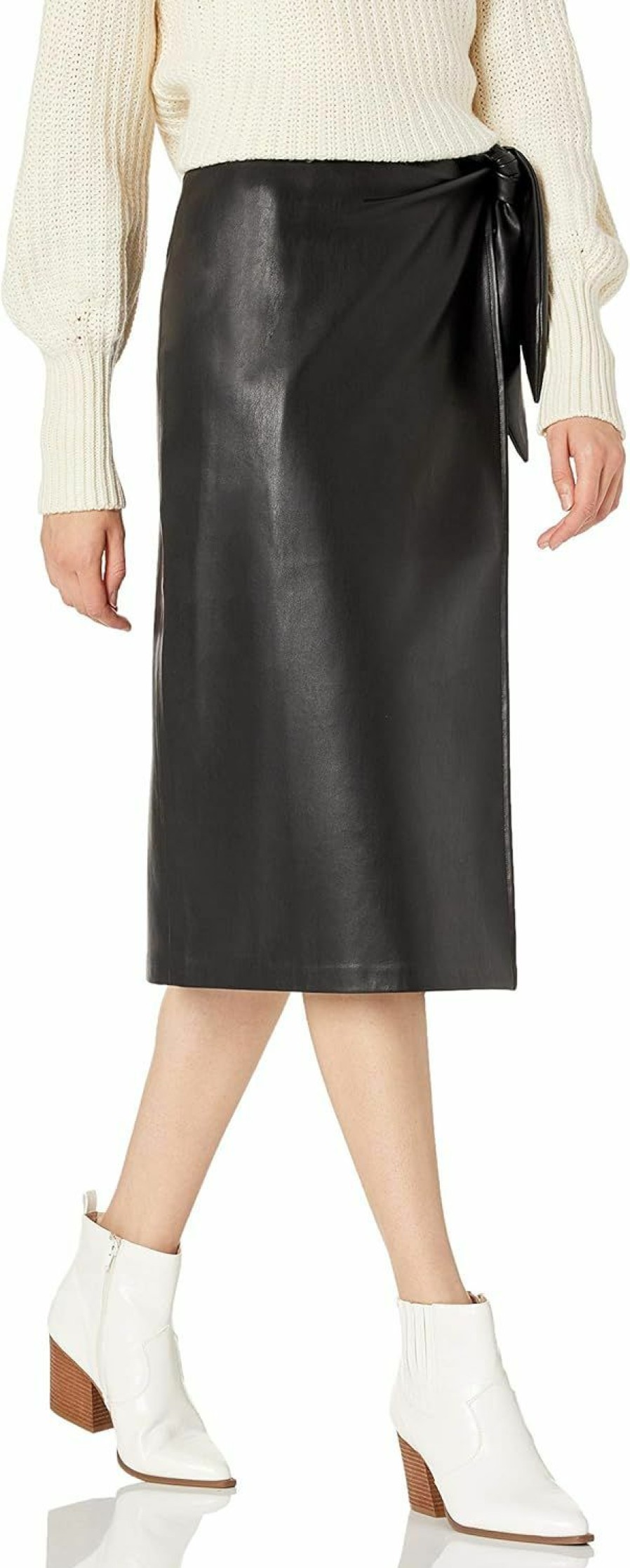 Wholesale The Drop The Drop Women'S Manon Vegan Leather Wrap-Front Midi Skirt