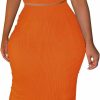 Hot MOEENCN Women Sexy Two Piece Skirt Outfits Long Sleeve/Sleeveless V Neck Bodycon Ribbed Knitted Maxi Club Party Dress